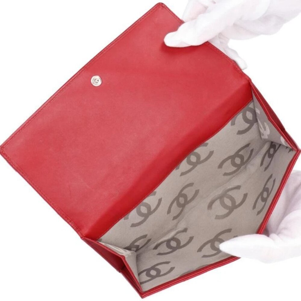 Chanel  Calfskin Quilted Cambon Long Double Wallet Red - Picture 8 of 8